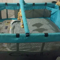 تخت و پارک گهواره ای برند کاملا.آبی رنگ