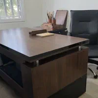 میز و صندلی اداری ال با کمد و سه کشو