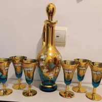 تنگ گیلاس و ظرف پایه دار اگرمن فیروزه ای