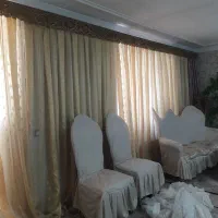 پرده حریر طلایی راه راه|پرده، رانر، رومیزی|ارومیه, |دیوار