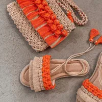 بافت انواع صندل های مکرومه|کیف، کفش، کمربند|رشت, استقامت ۲|دیوار