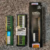 ۳عدد رم DDR4 8gb 3200 آکبند تعدادی رم DDR3 و لپتاپ