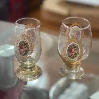 لیوان گیلاسی طرح دار عسلی سوکا ژاپن هر مدل ۳۵۰ ت