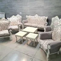 مبل استیل صدفی ۹ نفره با میز و عسلی