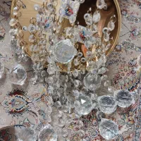 لوستر سقفی اویز دار کریستال با دو دیوار کوب|لوستر و چراغ آویز|کرج, گوهردشت|دیوار