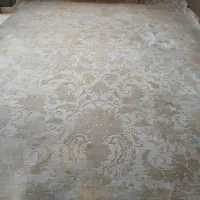 فرش ابریشم زرنگار طلایی ۱۲۰۰ شانه اندیشه کاشان|فرش|شیراز, باغ تخت|دیوار