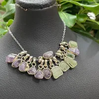 گردنبند‌نقره‌بانگین‌هایی‌اصلی‌معدنی.زبرجد.تورمالین