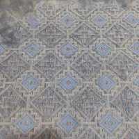 فرش فانتزی ۳ متری طرح هندسی آبی طوسی