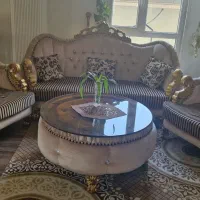 مبل نیم ست با میز وسط و شیشه