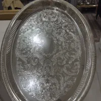 سینی سیلور پلیت کف قلمکاری هنر دست ، دور توری ،