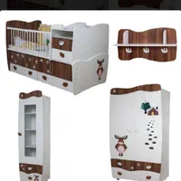 سرویس تخت کودک و نوجوان شامل تخت،ویترین و کمد لباس