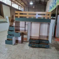 تخت دو طبقه سایز نوجوان طرح یک نفره وکیوم کمددار|تخت و سرویس خواب|مشهد, خلق آباد سفلی|دیوار