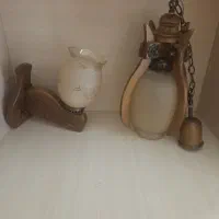 دیوار کوب چوب هندی همراه لوستر یک شاخه