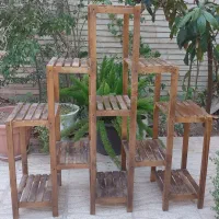 استند گلدان چوبی