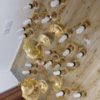 لوستر برنز  ۶ شاخه  ۱۲ لاله روشن|لوستر و چراغ آویز|سهند, |دیوار