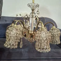 یک جفت لوستر 5 شاخه شیشه ای
