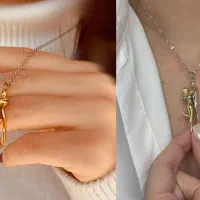گردنبند خوشگل عاشقانه طرح آغوش بغل
