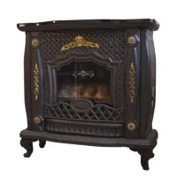 شومینه گازی پایه دار مشکی حفره ای. بخاری گازی