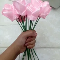 ۱۵عدد گل روبانی صورتی پاستیلی سفارشات قبول میشود|گل مصنوعی|سهند, |دیوار