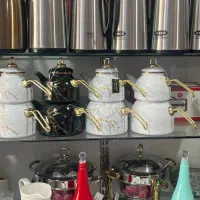 کتری و فوری لعابی دسته طلایی( تکی به قیمت پخش)