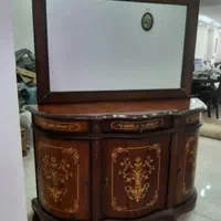 آینه و کنسول سه درب معرق براق چوبی