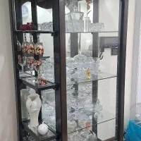 بوفه چوبی با طبقه بار باکتریال وبدون کریستال