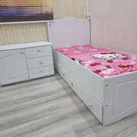 تخت نوجوان ۲در ۱۲۰ بهمراه کنار تختی|تخت و صندلی بچه|اهواز, کوی شاهد|دیوار