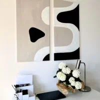 «تابلو رنگ روغن مینیمال کاردست بانوی هنرمندحرفه ای|تابلو، نقاشی، عکس|بابل, |دیوار