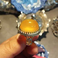 انگشتر تمام دست‌ساز عقیق زرد، کلکسیونی