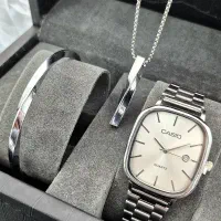 ست های مردانه استیل کاسیو الدمانی + دستبند گردنبند