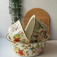 ست لگن لعابی گل پرنده