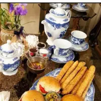 کادویی شیک سرویس چینی عصرانه چای‌خوری قلم آبی