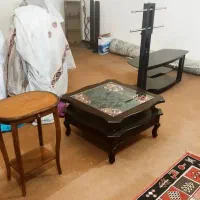 زیر تلویزیونی و میز تلفن و میز وسط پذیرایی چوبی