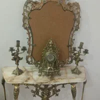 کنسول آینه و شمعدان برنز