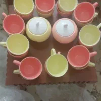 فنجان وقندان سرامیکی جام شربت خوری و لیوان فرانسوی