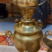سماور برنز مهر دار همراه قوری و قندان و پارچ برنج|سماور، چای‌ساز، قهوه‌ساز|اردبیل, |دیوار