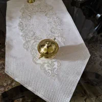 رومیزی پرده گل مصنوعی گلدان یا تنگ شیشه‌ای