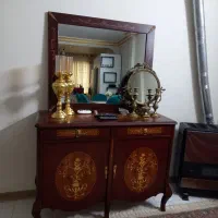 آینه کنسول معرق کاری شده چوب