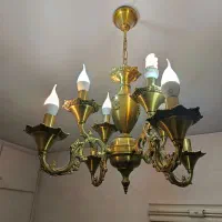 لوستر برنز قدیمی چهار شاخه هشت شعله