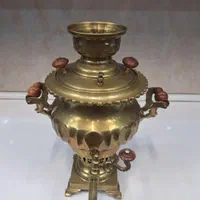 سماور زغالی برنجی قدیمی|کلکسیون اشیاء عتیقه|رشت, پاستوریزه|دیوار