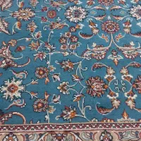 کناره فرش فیروزه ای وکرمی کاملاسالم وتمیز