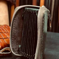 جا کارتی زیپ دار با چرم اصل طبیعی دست دوز|کیف، کفش، کمربند|اردبیل, |دیوار