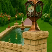 چراغ باغی و منزل و لامپ و محافظ