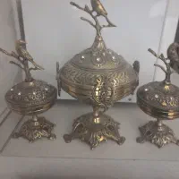 شکلات خوری و یک جفت قندان جنس برنج