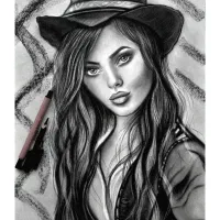 نقاشی چهره سیاهقلم ورنگی|تابلو، نقاشی، عکس|کرمان, |دیوار