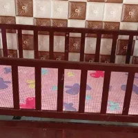 تخت گهواره چوبی با تور پشه بند آبشاری|تخت و صندلی بچه|بافت, |دیوار