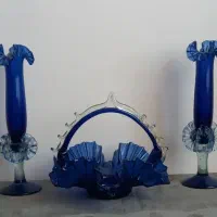 ظرف پذیرایی و جفت شمعدان قدیمی