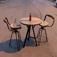 میز صندلی ناهار خوری دو نفره جلو مبلی چوبی روستیک