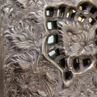 آینه برنج بسیار پرکار با آبکاری نقره آنتیک