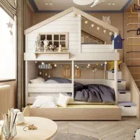 تخت دو طبقه چوبی